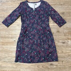 REI Women's 3/4 Sleeve Floral Dress - Purple and Blue